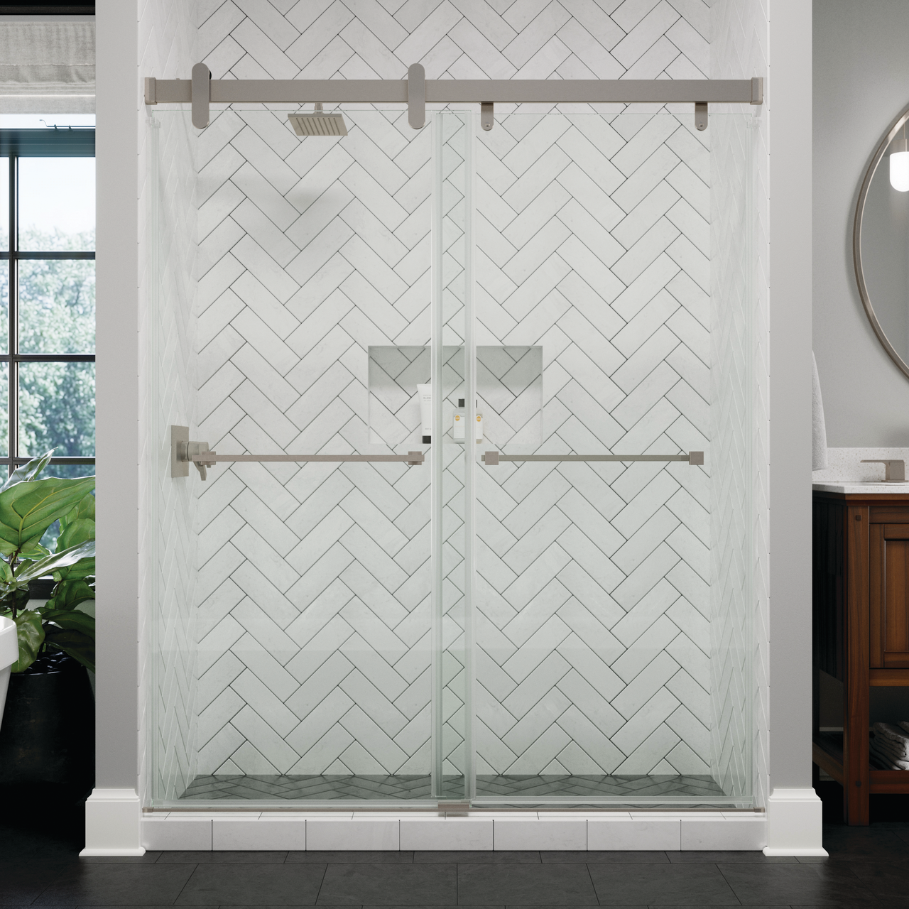 60" Shower / Clear / Brushed Nickel (Shower Door)