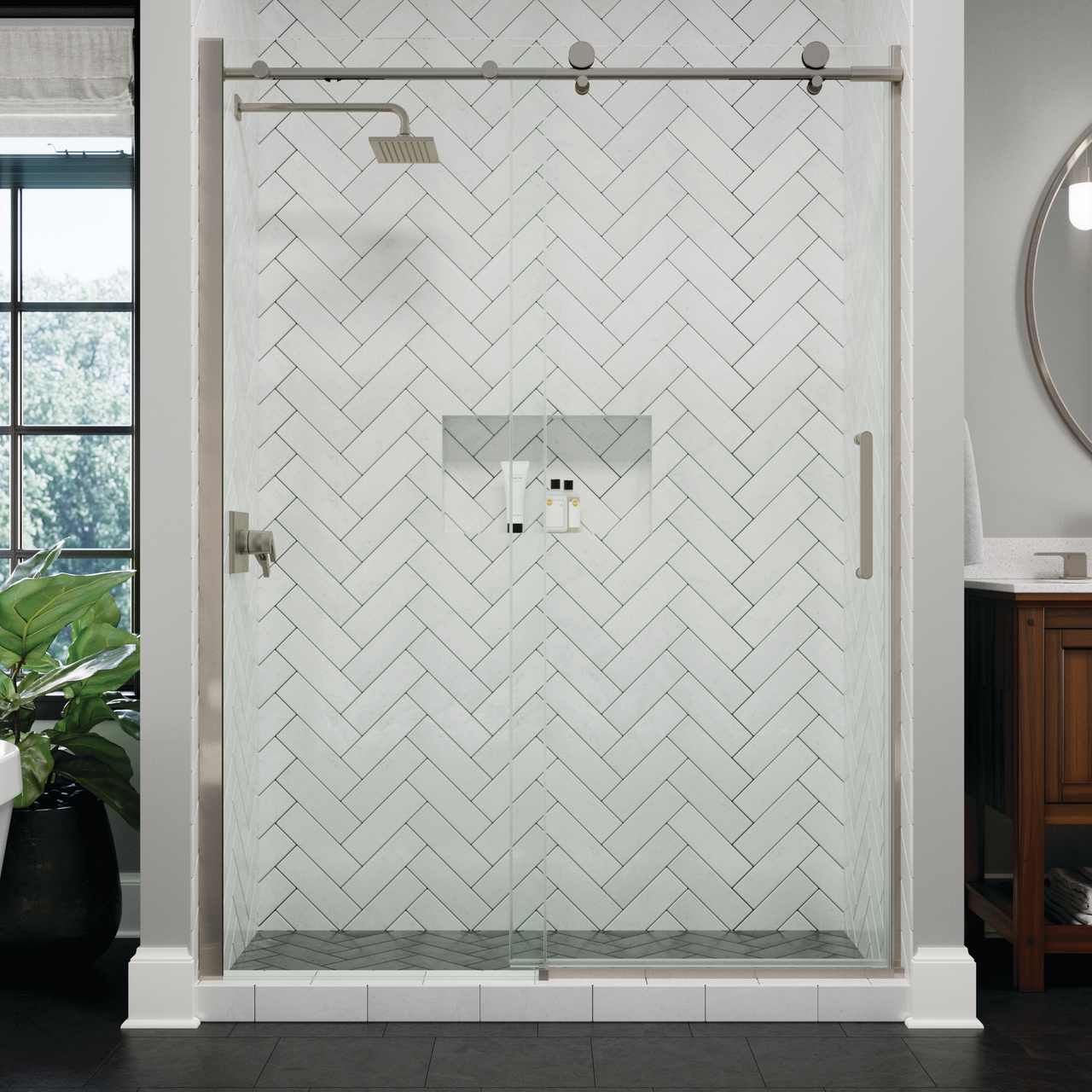 60" Shower / Clear / Brushed Nickel (Shower Door)