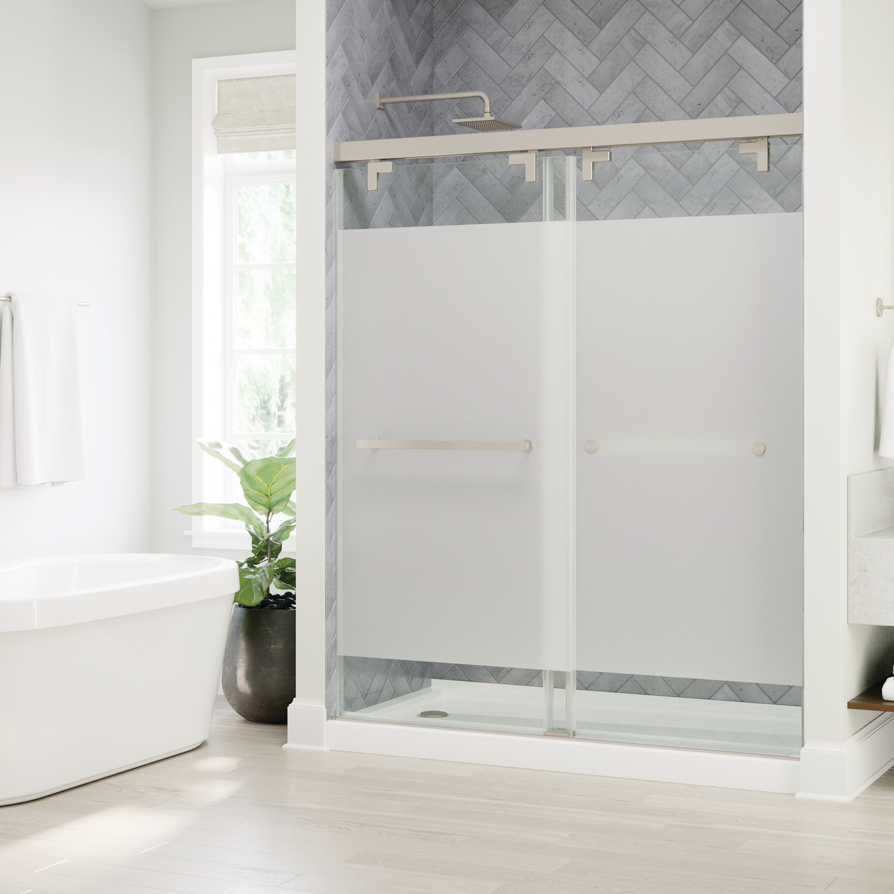 60" Shower / Privacy / Brushed Nickel (Shower Door)