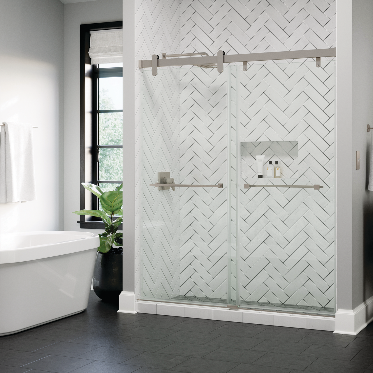 60" Shower / Clear / Brushed Nickel (Shower Door)