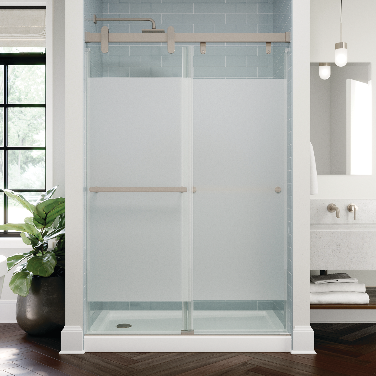 48" Shower / Privacy / Brushed Nickel (Shower Door)