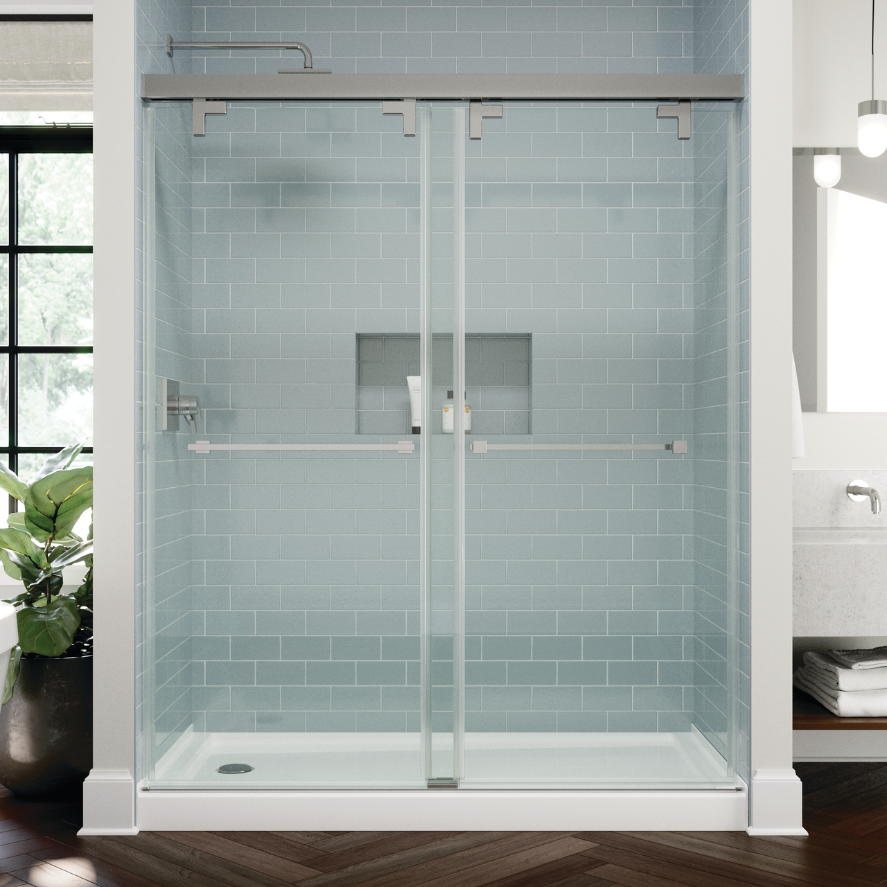 60" Shower / Clear / Chrome