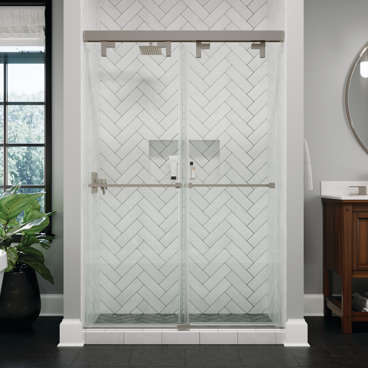 48" Shower / Clear / Brushed Nickel (Shower Door)