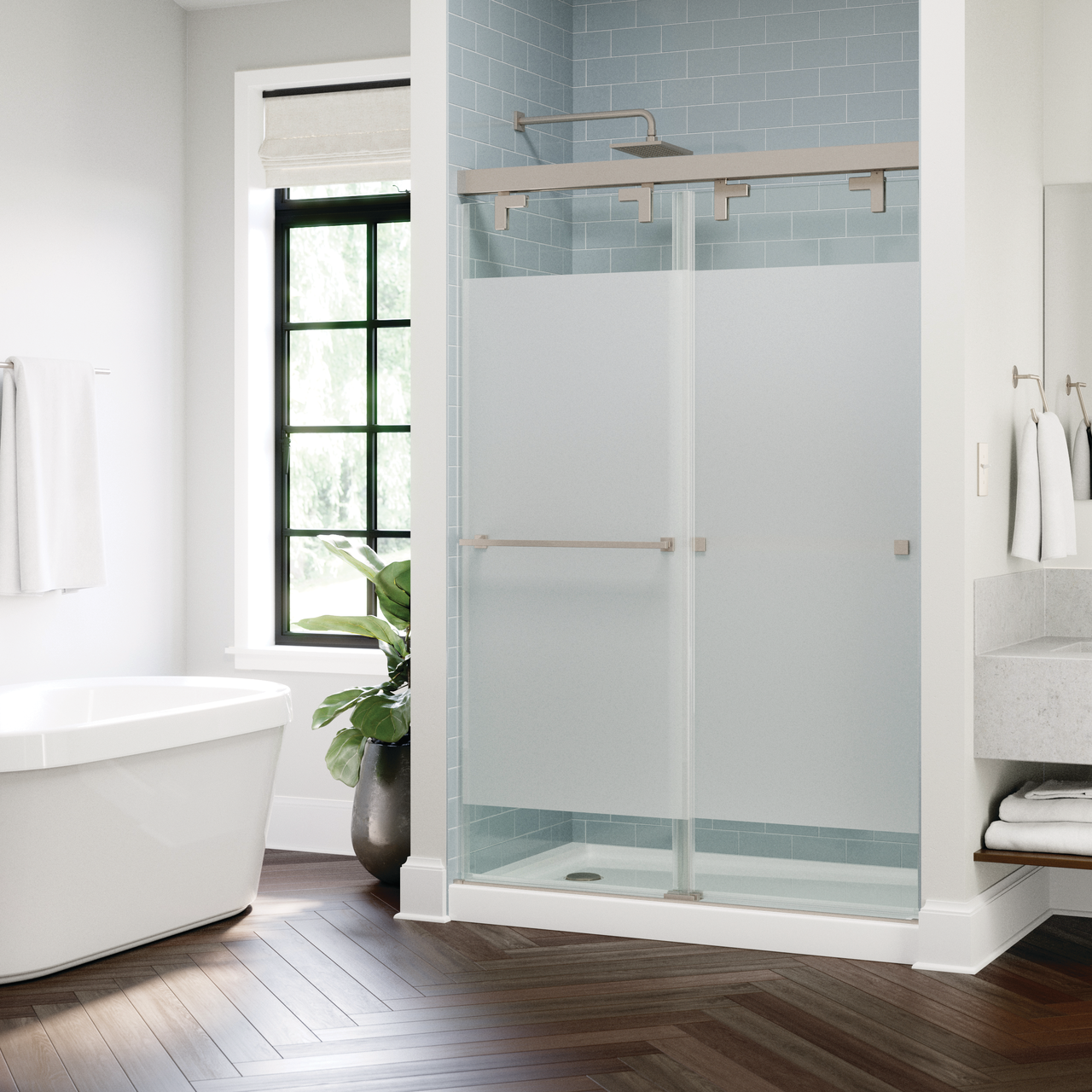 48" Shower / Privacy / Brushed Nickel (Shower Door)