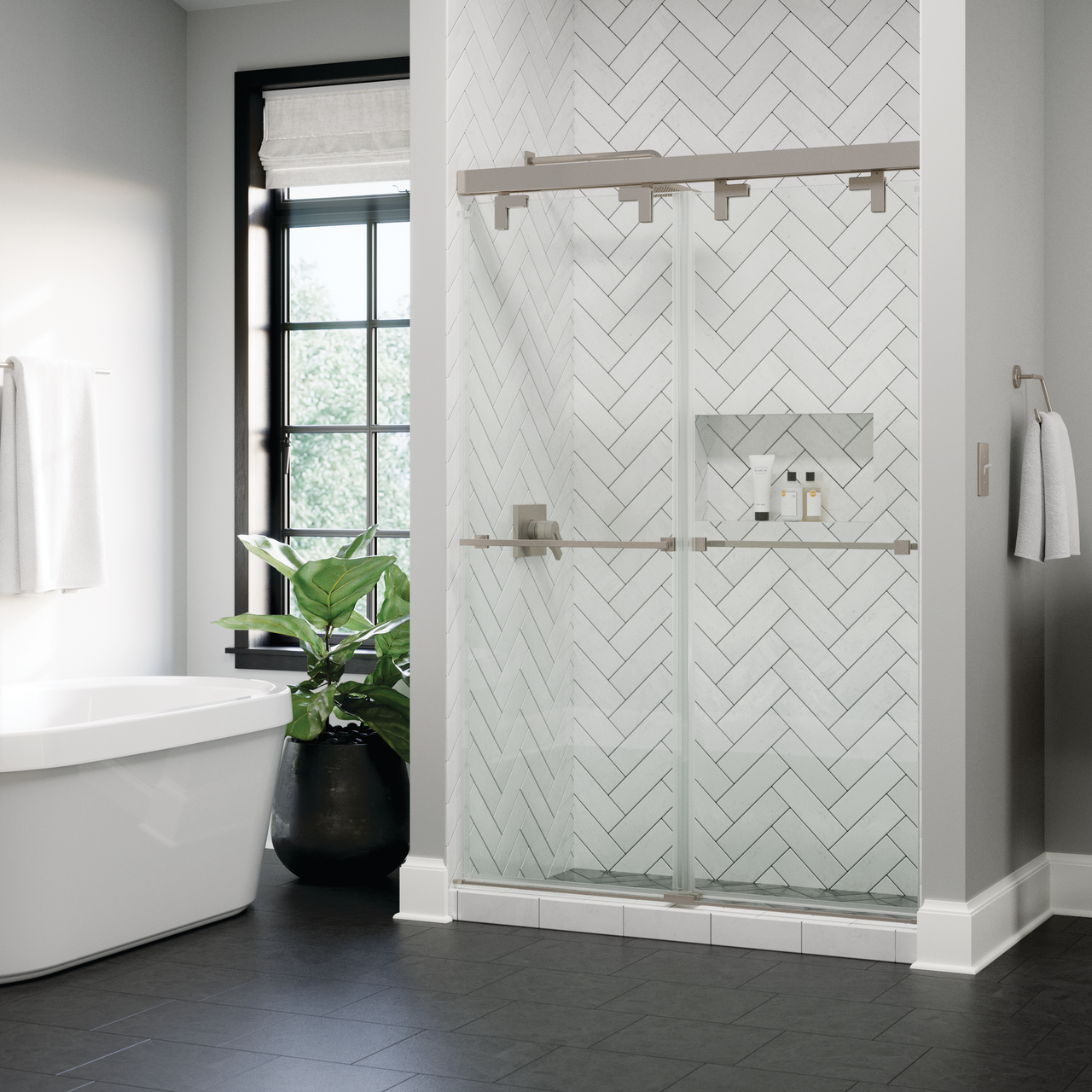 48" Shower / Clear / Brushed Nickel (Shower Door)