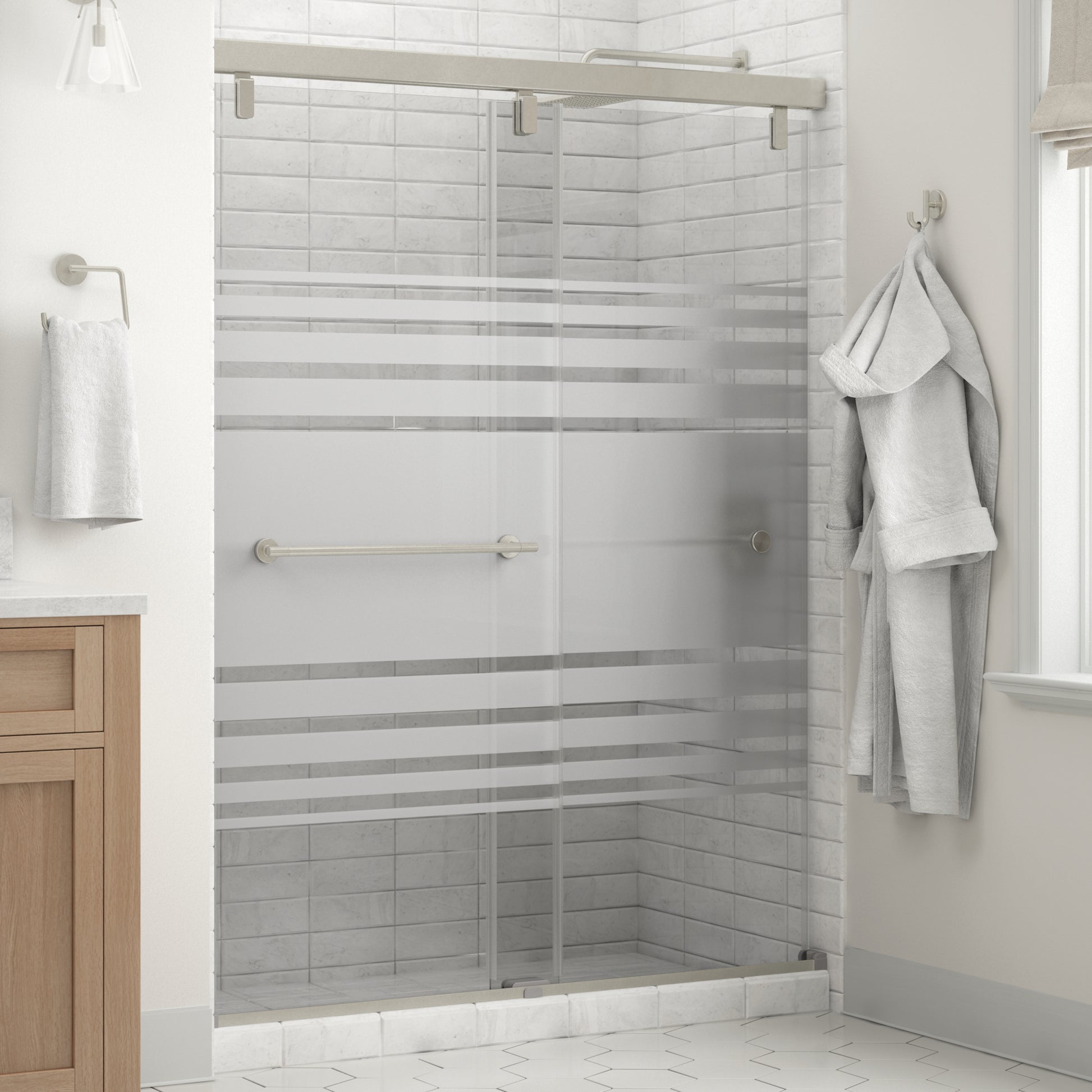 60" Shower / Transition / Delta Brushed Nickel