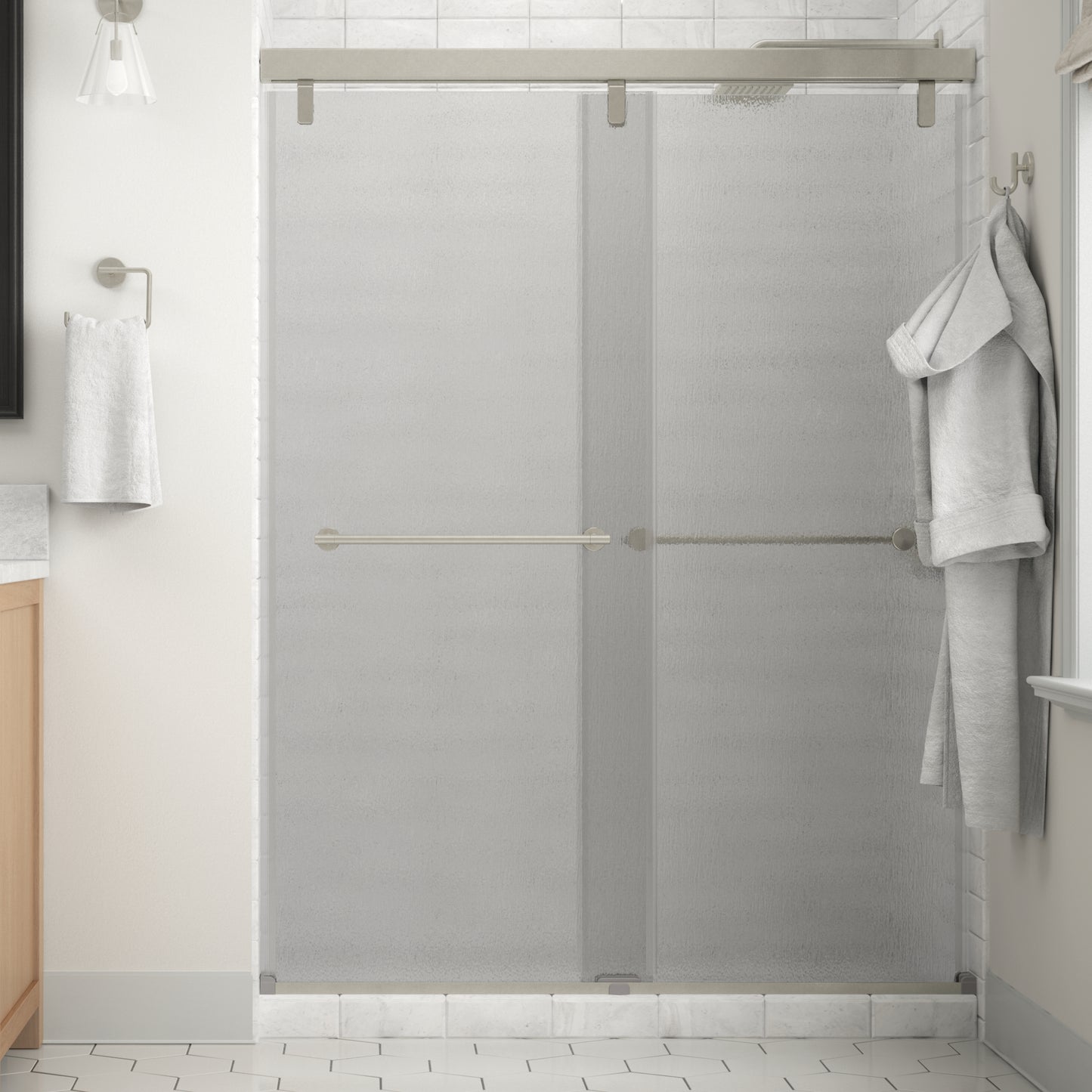 60" Shower / Rain / Delta Brushed Nickel