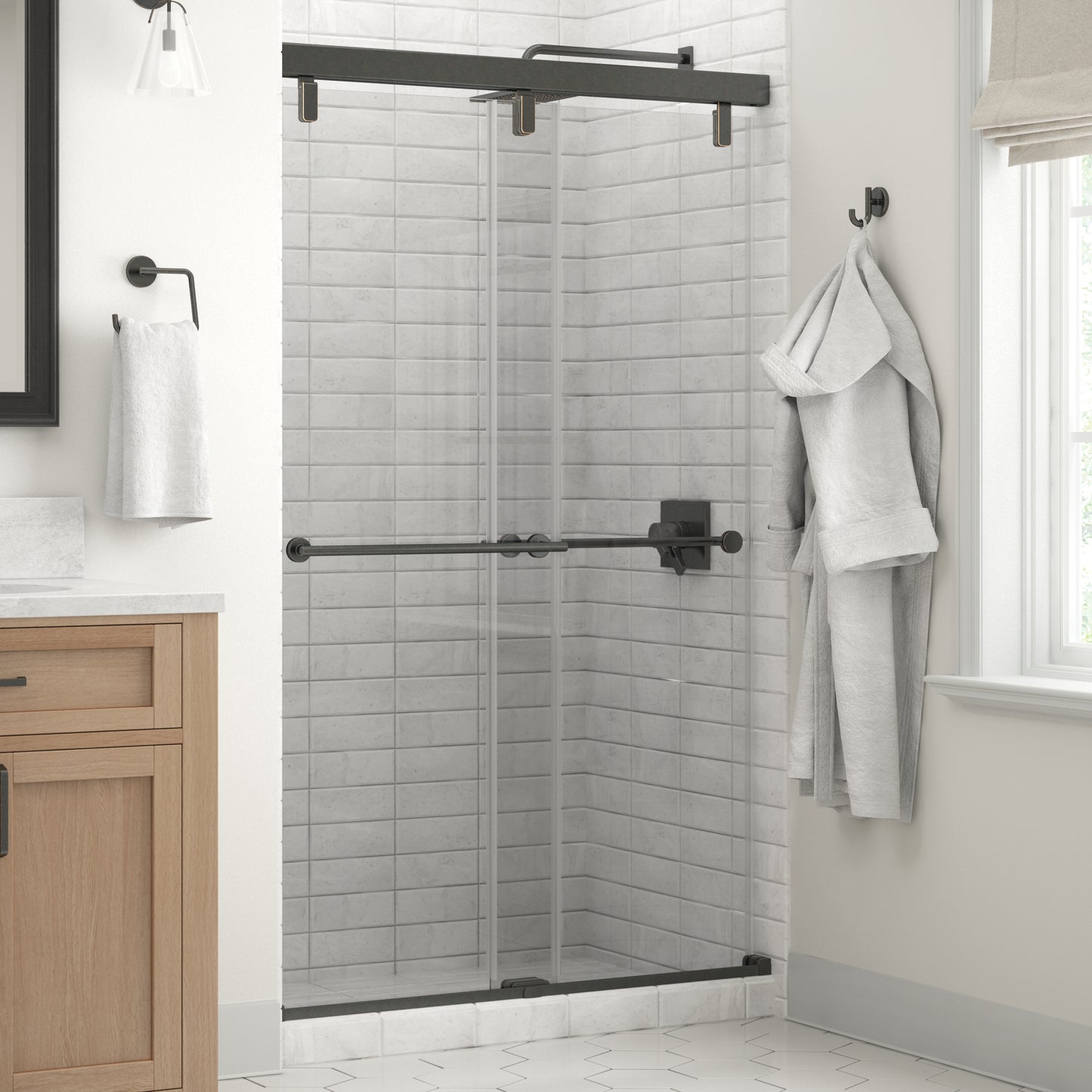 48" Shower / Clear / Delta Oil Rubbed Bronze