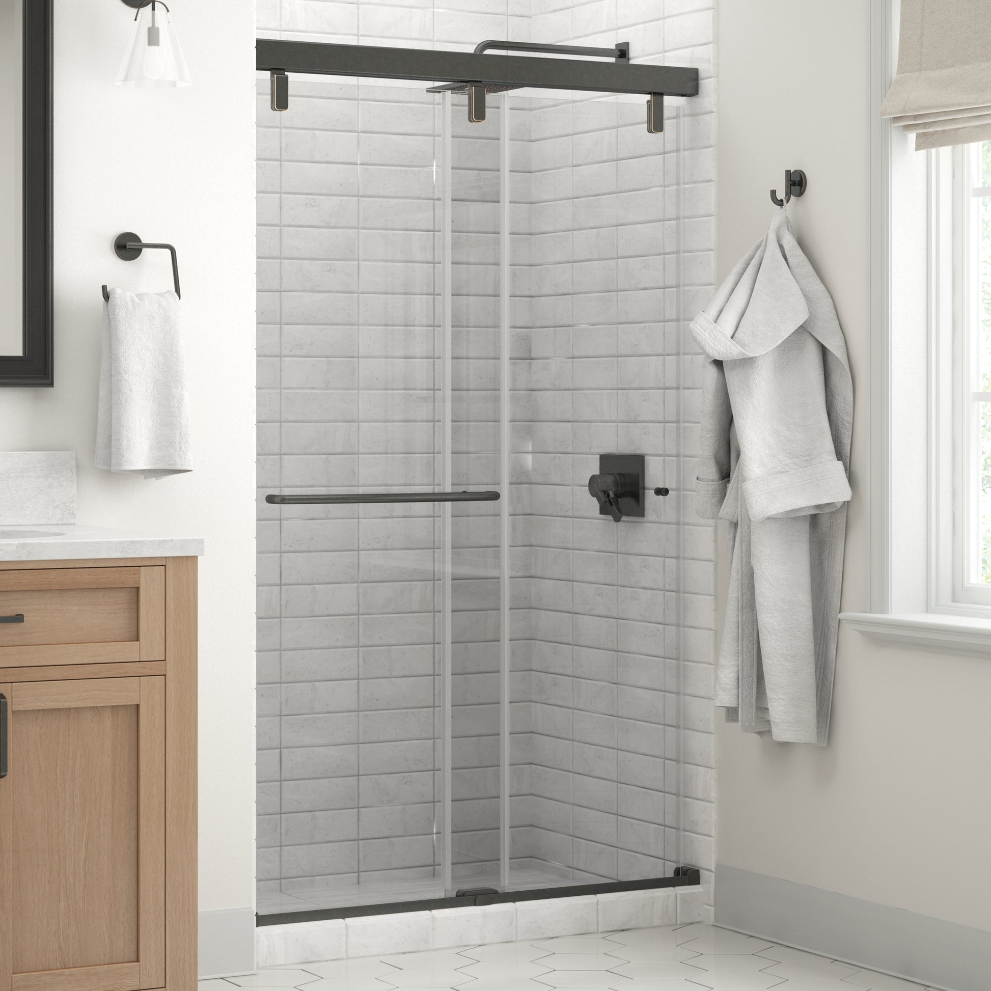 48" Shower / Clear / Delta Oil Rubbed Bronze