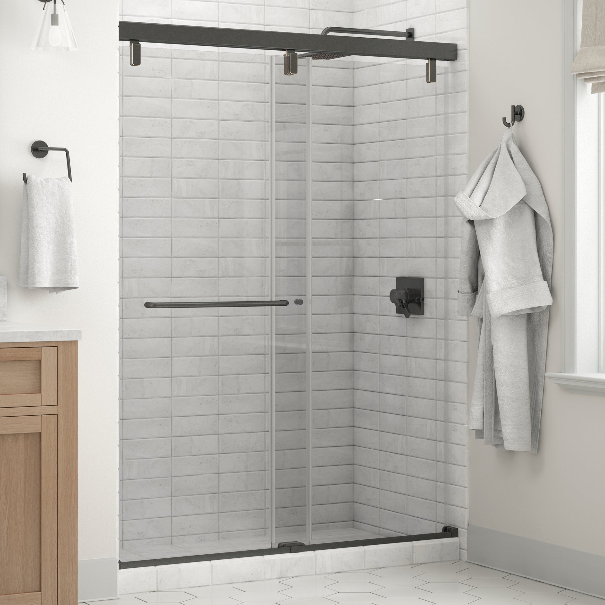 60" Shower / Clear / Delta Oil Rubbed Bronze