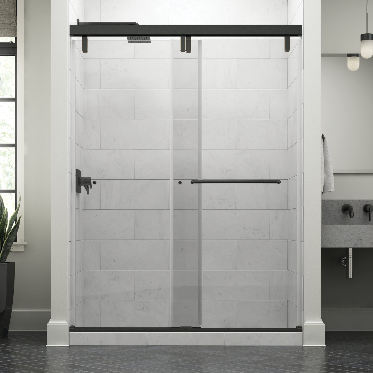 60" Shower / Clear / Delta Oil Rubbed Bronze